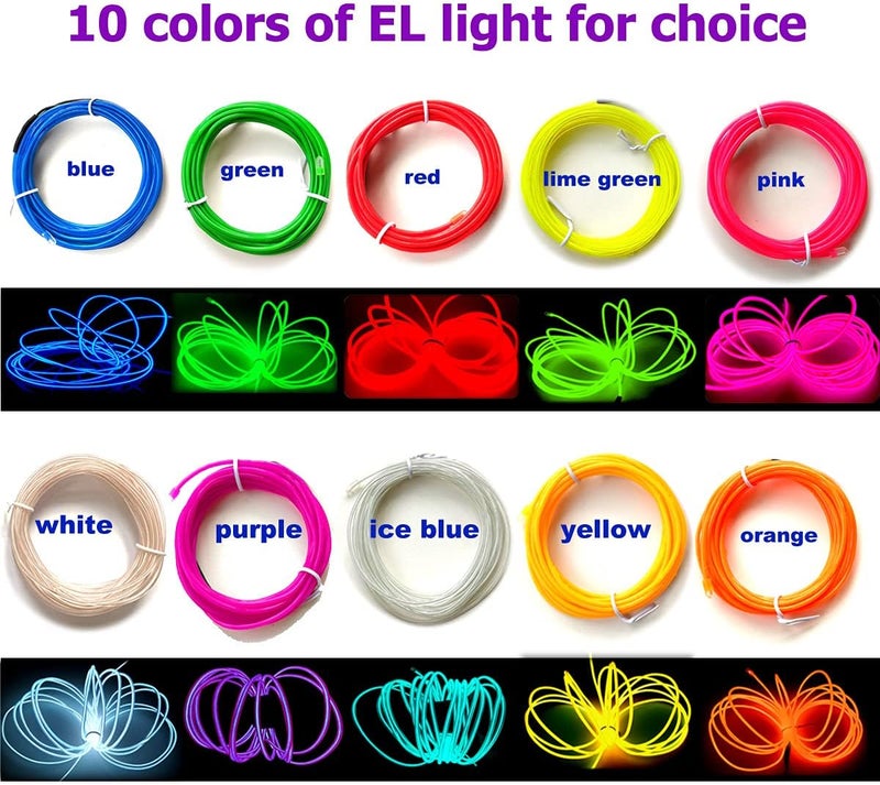 TiTiToo Pink 5m El Wire, Portable Battery Pack Neon Wire Cuttable Glowing Neon Lights for DIY Decoration - Image 5
